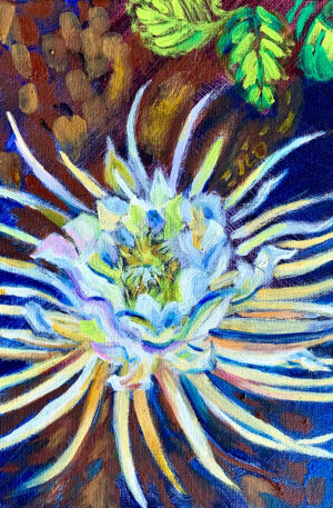 Once A Year Night Bloomer, Oil, 10x10 - by Joan L Davidson