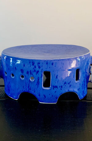 Blue Funky Cheese Tray, Porcelain Glaze Ceramic, 10x5 - by Taylor Robenalt
