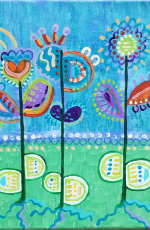 After Lexie’s Garden, Acrylic, 10x10 - by Leslie Butterfield