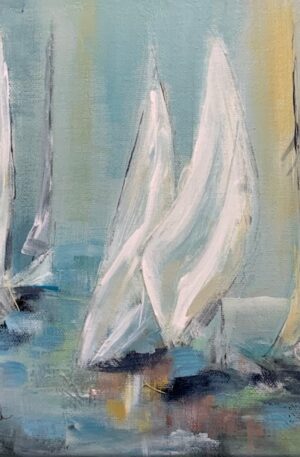 Flying on Sails, Acrylic 10x10 - by Meg Krakowiak